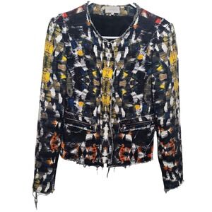 1. STATE Multicolor Abstract Print Frayed Edge‎ Jacket - Size M